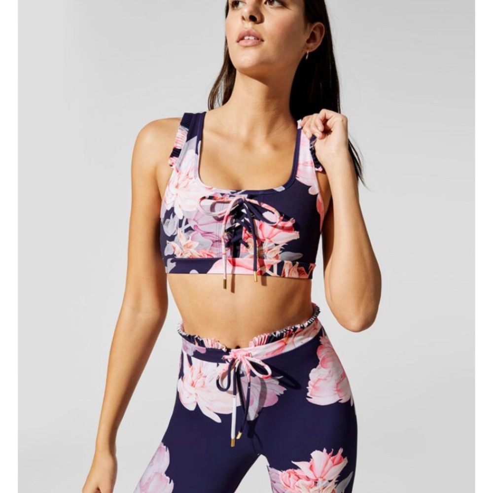 Celestine Lace-up Ruffle Bra and Legging Set